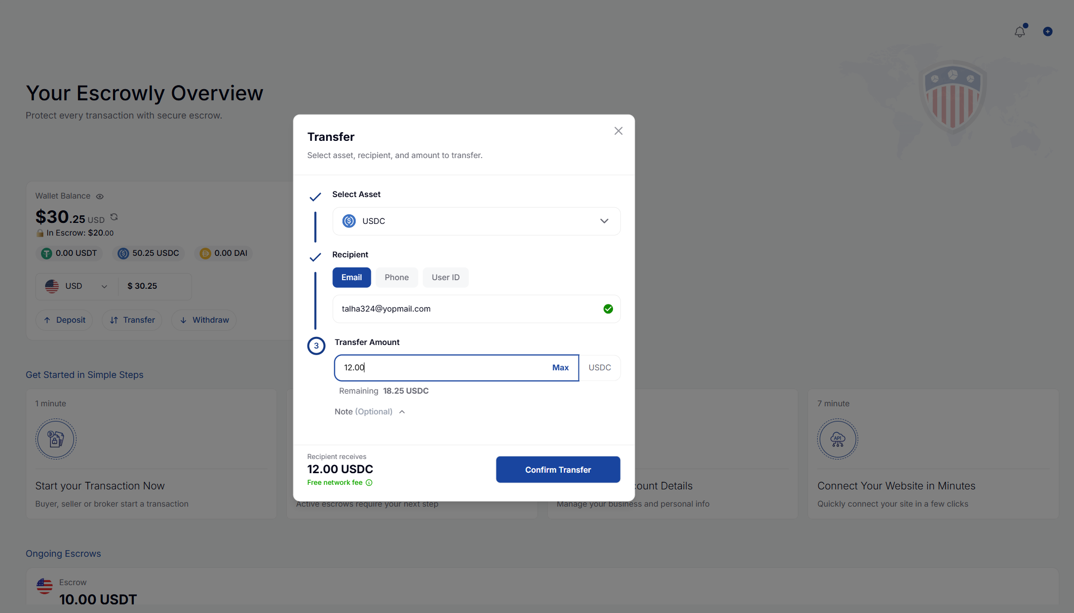 Escrowly dashboard