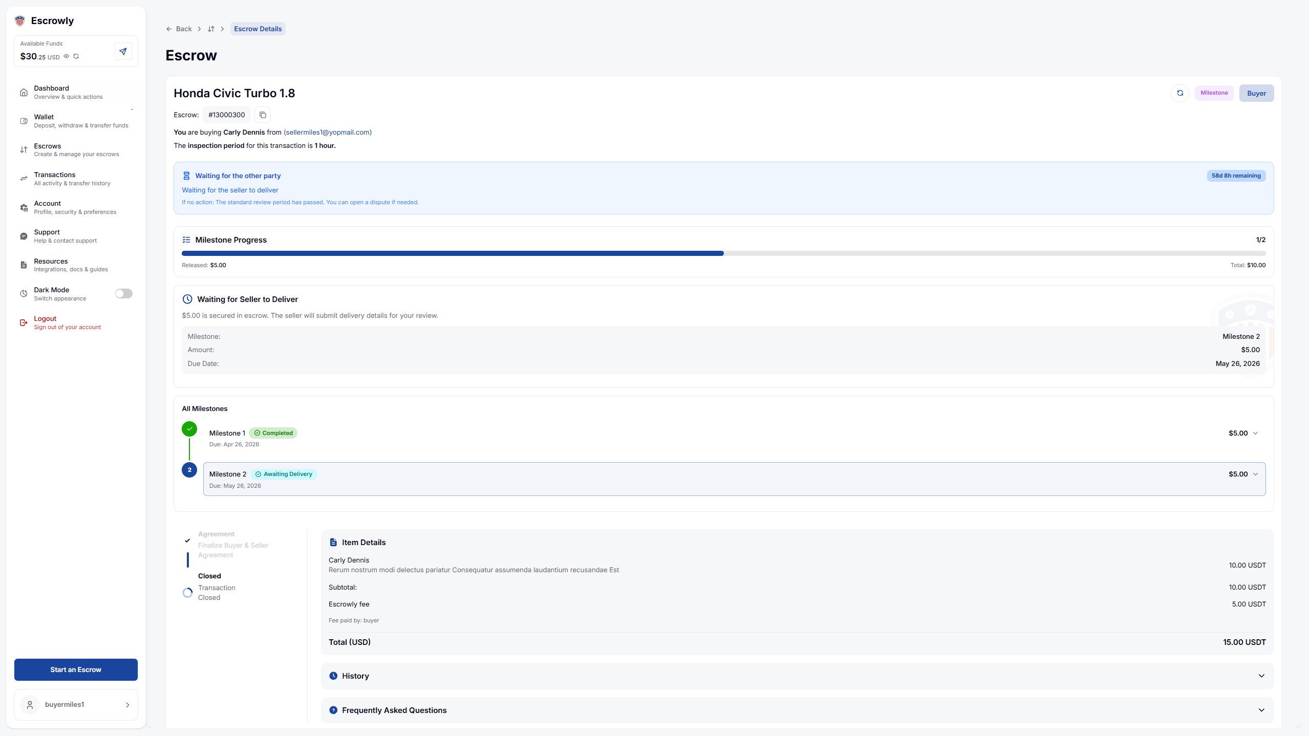 Escrowly services architecture view