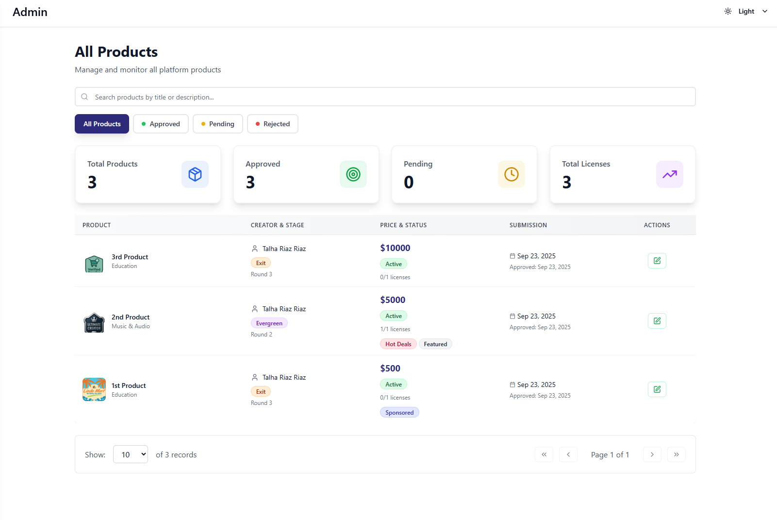 Flyverr product management view